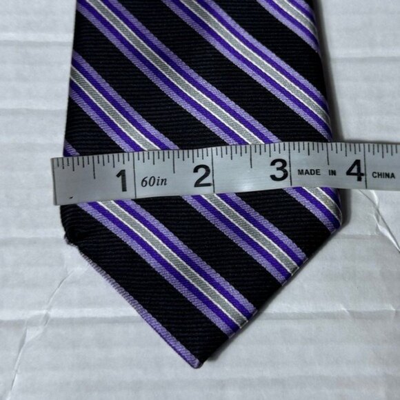 Ralph Lauren Chaps Silk Tie‎ Quiet Luxury Old Money Striped Purple Formal… - Picture 6 of 7